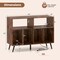 Rustic Brown Engineered Wood Vinyl Record Player Stand with USB and AC